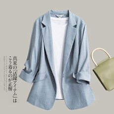 批发新款<b class='q'>棉麻</b>小<b class='q'>西装</b>夏七分袖修身显瘦薄款透气西服外套