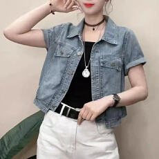 批发高含棉小个子韩版简约短款牛仔外套女2026年夏季新款显瘦百搭上衣