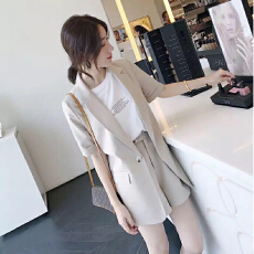 批发2026春季小香风西装薄款气质西服女神御姐网红时尚短袖短裤两件套