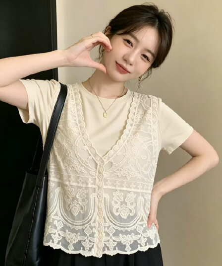 지방 mm 새로운 디자인 센스 레이스 베스트 조끼