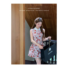 批发杨小卷 油画少女连衣裙千金风衬衫领无袖掐腰裙生日小礼裙公主裙