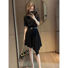 批发法式御姐气质名媛女神范裙子<b class='q'>高端</b>精致简单大方得体黑色<b class='q'>连衣裙</b>夏季