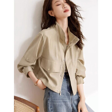 批发纯色薄款工装外套女2026春<b class='q'>夏</b>宽松短款休闲上衣百搭透气防晒衫上衣
