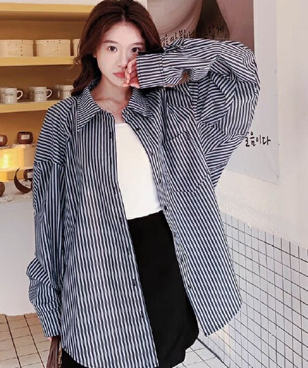 스트라이프 캐주얼 긴팔 셔츠 재킷 레트로 2026 디자인 센스 작은 대중 새로운 루즈핏 셔츠 맨위