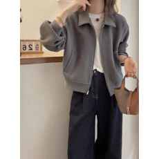 批发2026春<b class='q'>秋</b>新款爆高级感灰色卫衣外套大码女装胖mm无帽夹克开衫上衣