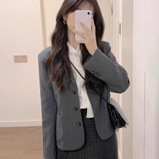 批发灰色小西装外套女2026早春秋季新款西服今年流行休闲小个子高级感