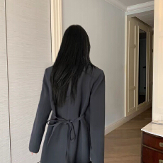 批发智性轮廓 高级感黑色西装外套女宽松绑带休闲西服上衣