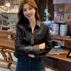 批发2026新款皮衣夹克外套女<b class='q'>春</b>秋季机车复古小个子气质短款高级感上衣