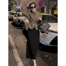 批发精致感职业套装裙女2025秋冬新款通勤风显气质收腰加厚西服半身裙