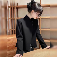 批发新中式黑色立领西装外套女2026春季新款高级感通勤<b class='q'>百搭</b>西服上衣潮
