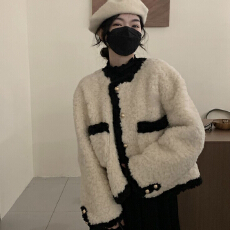 批发新款小香风外套女仿皮草羊羔毛大衣秋冬季加厚韩式小个子大衣棉服