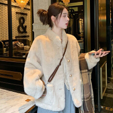 批发2025新款加厚水貂绒皮毛一体毛毛外套女冬季短款立领环保<b class='q'>皮草</b>大衣