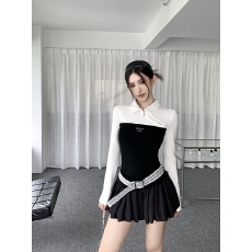 批发实拍实价复古学院字母刺绣斜拉链翻领撞色修身显瘦长袖加绒打底衫