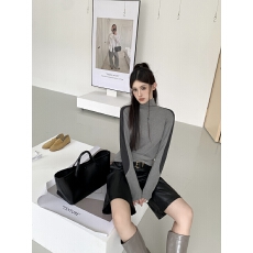 批发实拍实价冬季高级感拼色高领修身显瘦长袖T恤内搭打底衫上衣