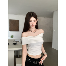 批发实拍实价夏季辣妹<b class='q'>一字肩</b>不规则设计露背收腰修身气质短款抹胸<b class='q'>上衣</b>