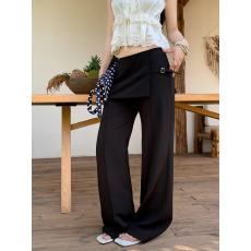 批发实拍实价夏季辣妹假两件叠穿设计感小众微喇垂坠感<b class='q'>修身</b>长裤<b class='q'>西装</b>裤