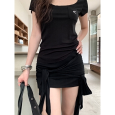 批发实拍实价辣妹百搭纯色绑带多变包臀短裙系带不规则半身<b class='q'>裙裤</b>裙
