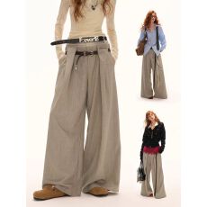 批发双腰头格纹西<b class='q'>裤</b>2025秋季新款设计感宽松直筒休闲<b class='q'>裤</b>高级感<b class='q'>裤</b>子