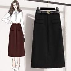 批发实拍大码 2025秋<b class='q'>冬</b>新款气质显瘦包臀裙中长款开叉直筒裙一步裙