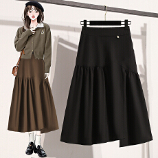 批发实拍大码 2025新款不规则半身裙松紧高腰显瘦a字休闲宽松小众伞裙