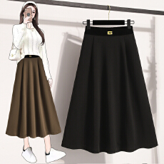 批发实拍大码 2025<b class='q'>秋</b>冬气质高腰显瘦遮胯半身裙中长款a字百褶伞裙