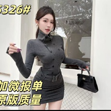 批发INSTUNNING纯欲复古辣妹高领<b class='q'>连衣裙</b>秋冬时尚内搭收腰显瘦包臀裙