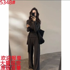 批发【大婷婷】高领长袖秋冬新款套<b class='q'>装</b>加绒时尚修身休闲<b class='q'>气质</b>两件套
