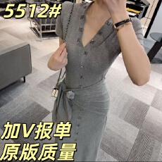 批发【OS&oneshow】新款夏季高级感<b class='q'>连衣裙</b>气质时尚显瘦V领短袖套装