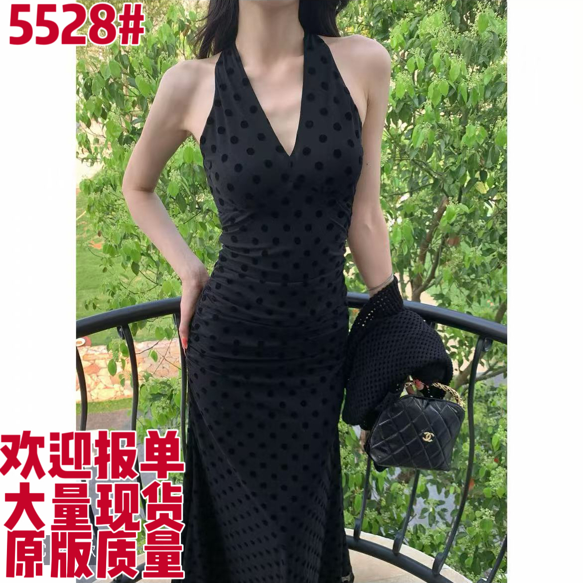 jijinqi 패션 여름 몸매 가꾸기 품격 도트 무늬 허리 수축 V넥 드레스 ye03lzpt2213