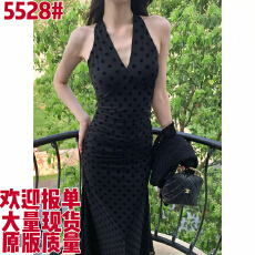 批发JIJINQI时尚夏季修身气质波点收腰V领<b class='q'>连衣裙</b>YE03LZPT2213