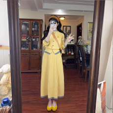 批发法式黄色立体花朵针织开衫毛衣女装春<b class='q'>夏</b>气质高级感半身裙子两件套