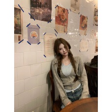 批发Tongiiuu●绘梨情书 针织开衫毛衣外套女内搭碎花吊带背心套装<b class='q'>春</b>