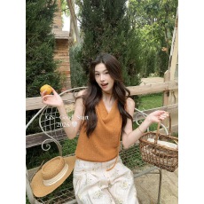 批发GS.GOOD START2026夏季新款韩系气质宽松荡领无袖针织背心上衣女