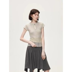 批发法式百搭插肩镂空圆领短袖T恤女夏复古高级感<b class='q'>修身</b>显瘦针织衫上衣