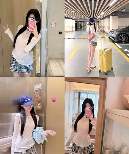 화이트 워터 여성 miu 부서 체크무늬 한 마디 허리밴드 치마바지 여성 여름 레트로 스타일 시원한 노출 방지 하이웨이스트 반바지