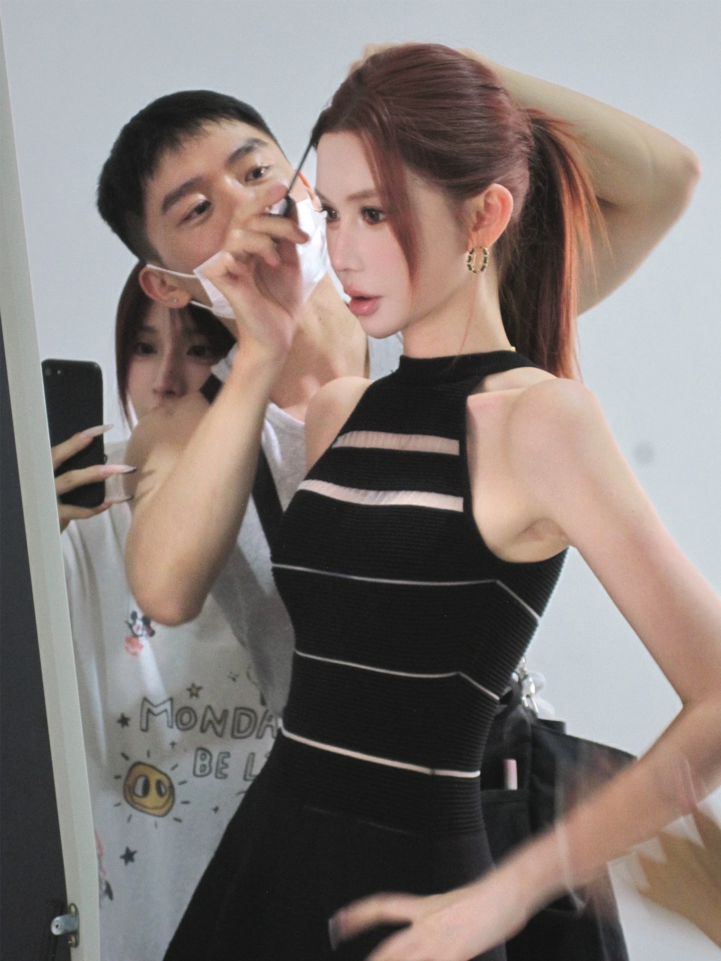 okmashop 장 원 영어 같은 단락 민소매 여성 드레스 여름 고급 센스 품격 홀로우 아웃 허리 수축 치마