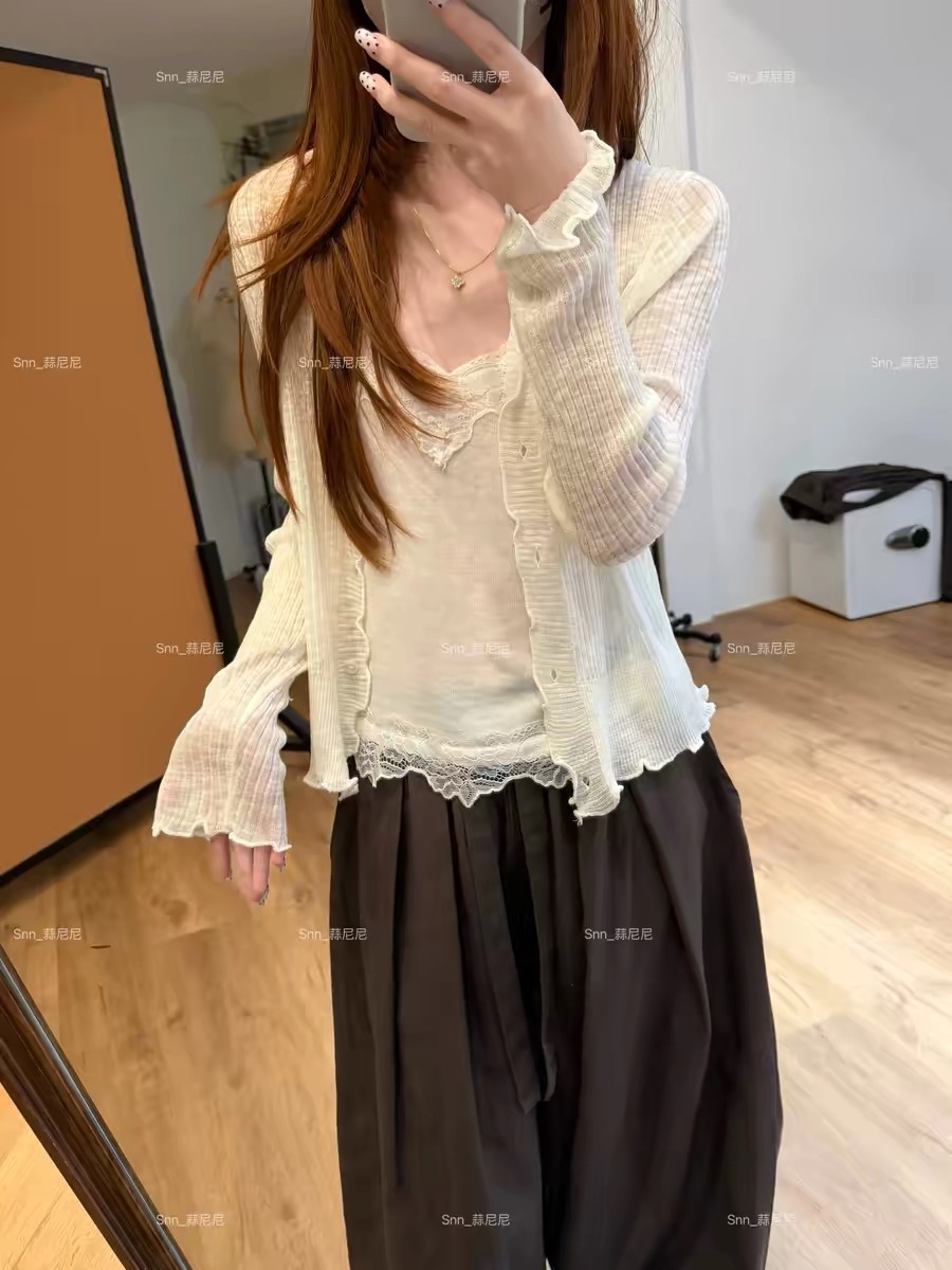 마늘 니켈 니켈 한 눈 청 ~을 통해 디스플레이 얇고 작은 외부 가져 가라. V넥 부서 버클 업 의류 품격 슬림해 보이는 오픈 가디건 여성 코트 351