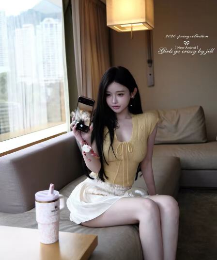 jill 대 자매 카운터 회의 재개 착용 ~ 중 니트 시리즈 레이스업 맨위 패치워크 색상 드레스 캐주얼 치마바지