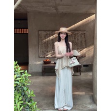 批发FairyJiang 夏季波西米亚风白色镂空针织吊带背心女外穿薄款上衣
