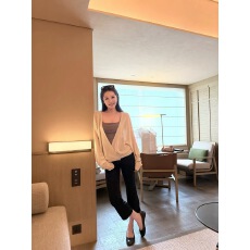 批发蝶宝嘻 莱赛尔亚麻慵懒感蝙蝠袖宽松开衫显瘦外套女士高级感外搭