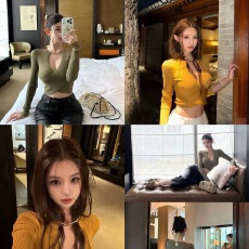 批发早安樊樊媚骨版型调整了很久!!定做金属环女感交叉针织长袖