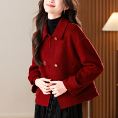 批发高端双面羊毛大衣女2025秋冬新款小个子妈妈宽松显瘦短款<b class='q'>毛呢外套</b>