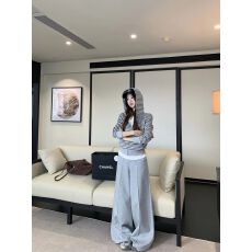 批发纯棉华棉<b class='q'>套装</b>加绒加厚条纹连帽卫衣外套女休闲裤子