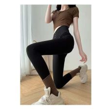 批发【实拍】鲨鱼裤高腰弹力收腹提臀三扣小黑裤打底裤瑜伽