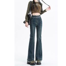 辣妹微喇牛仔裤女弹力修身显瘦直筒阔腿马蹄长裤子