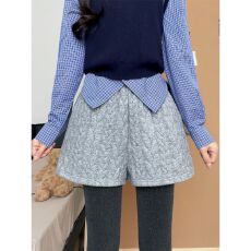 批发<b class='q'>灰色</b>针织短裤女冬外穿2025新款高腰显瘦a字包臀裤小个子打底靴裤