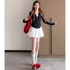 批发白色蓬蓬花苞裙裤女夏季2026新款休闲高腰小个子宽松显瘦a字短裤