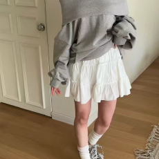 批发原版白色蕾丝蛋糕<b class='q'>短裙</b>女2026夏季a字减龄小个子松紧腰蓬蓬<b class='q'>半身</b>裙