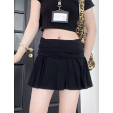 批发黑色网球裙裤女夏季薄款2026新款<b class='q'>高腰</b>垂感a字小个子运动百褶<b class='q'>短裙</b>