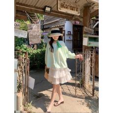 批发原版面料 夏天韩系女宽松<b class='q'>甜美</b>减龄娃娃衫长袖衬衫圆领防晒衬衣